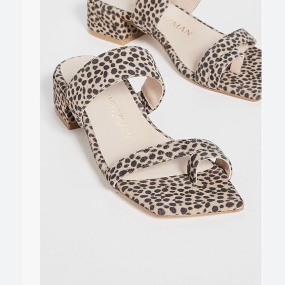 Stuart Weitzman Maisie Leopard Print Sandals 9.5 Leather Square Toes